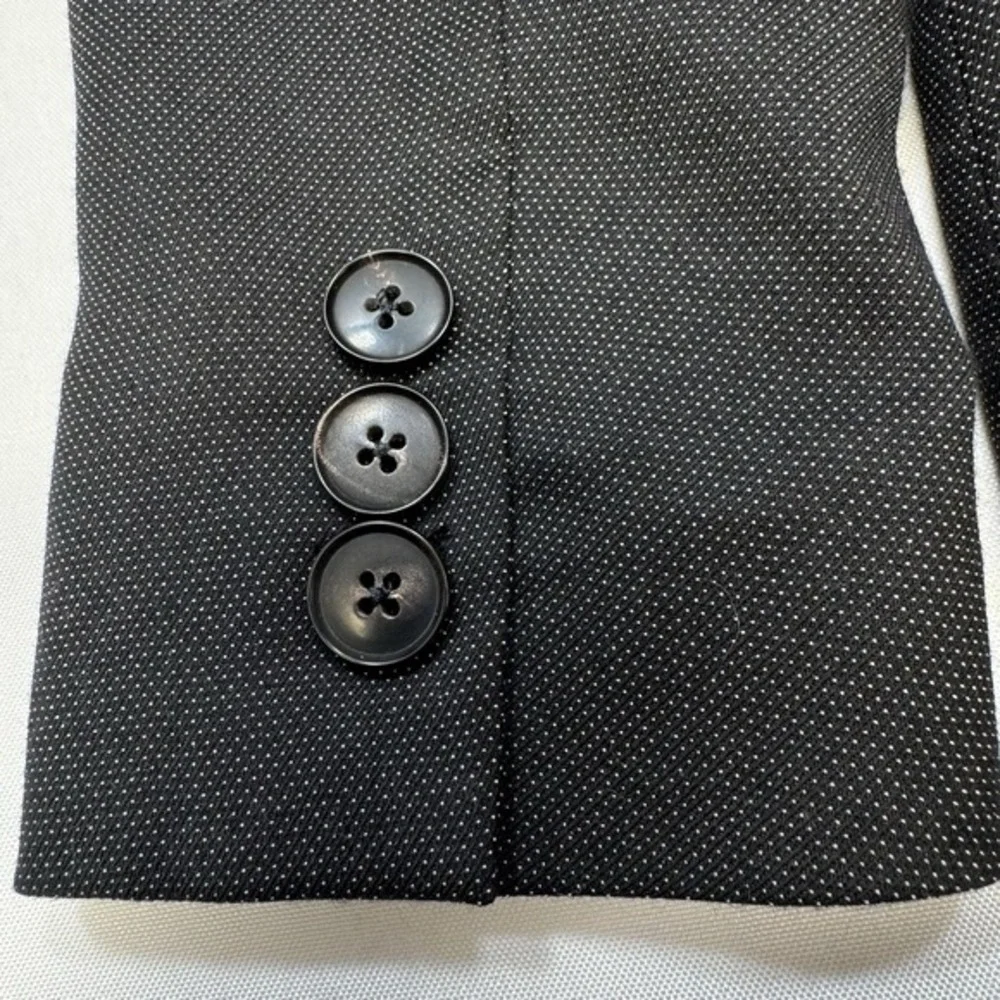 Lafayette 148 Womens Blazer Jacket Size 10 Virgin Wool Blend Micro Polka‎ Dots